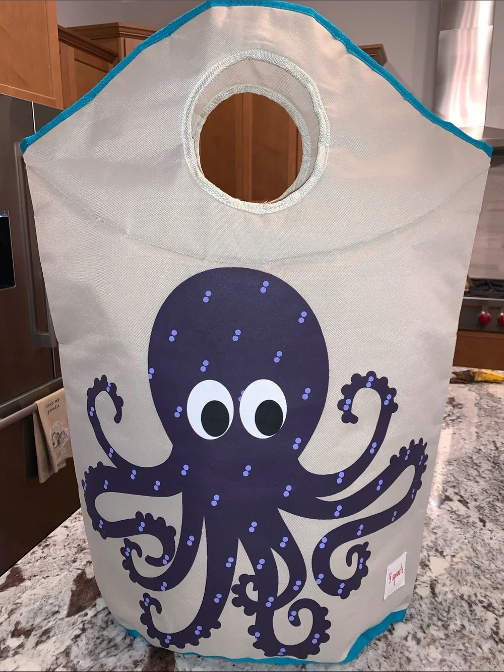 Kids Octopus Canvas Storage Bag - Blue Accent